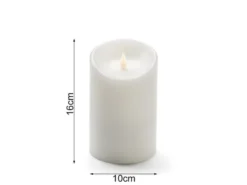 LED Echtwachskerze mit Flamme & Timer, Ø 10cm, Höhe 16cm, Batteriebetrieb