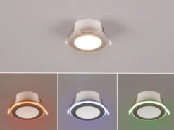 LED Einbaustrahler ARGUS Chrom mit Fernbedienung dimmbar & RGBW, Ø 8cm