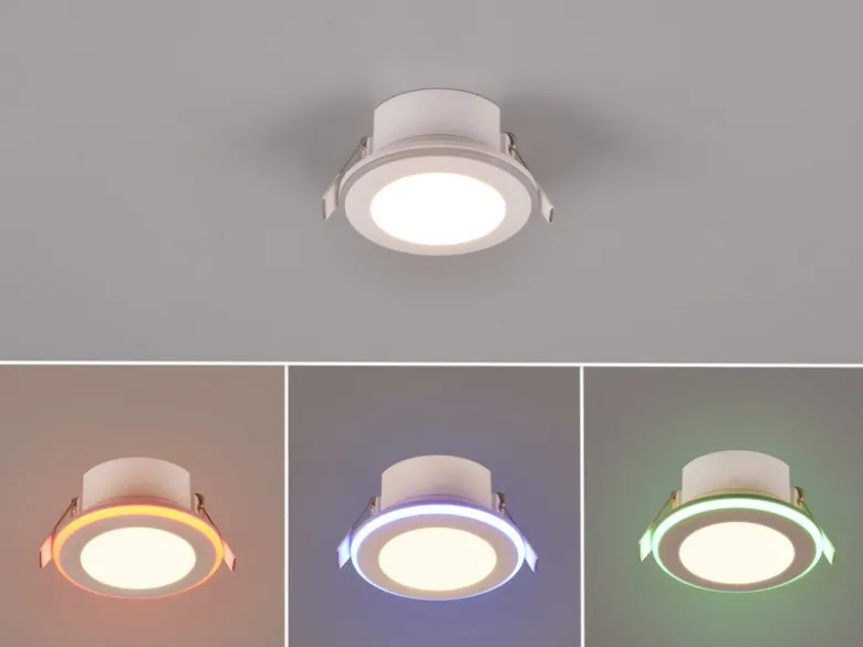 LED Einbaustrahler ARGUS Weiß mit Fernbedienung dimmbar & RGBW, Ø 8cm