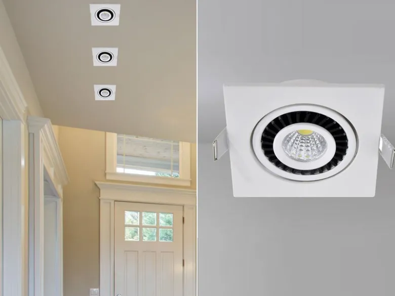 LED Einbaustrahler BARI Weiß eckig mit schwenkbarem Spot - 8,5cm