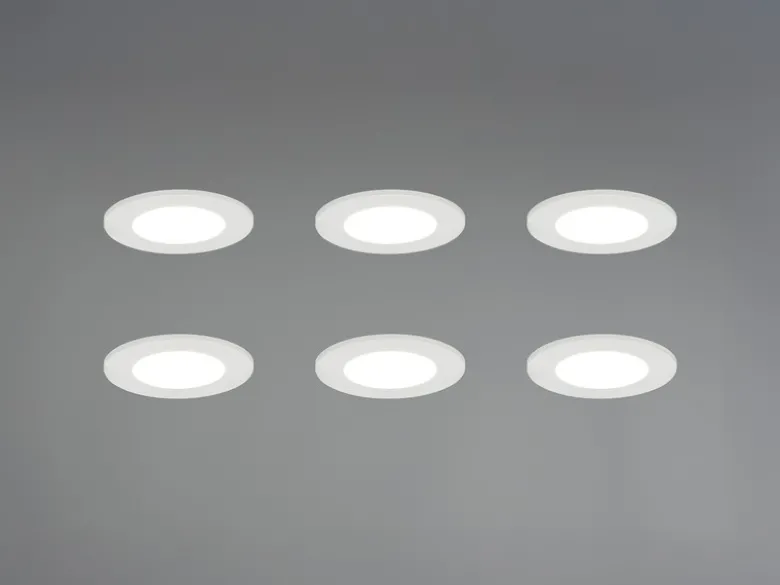 LED Einbaustrahler 6er Set, dimmbar, 2 Lichtfarben für Badezimmer, Ø 8,5cm