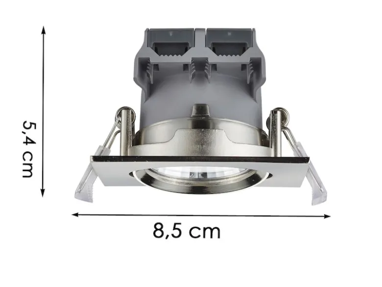 LED Einbaustrahler 2er Set eckig schwenkbar dimmbar Nickel matt 5,5W Deckenlampe
