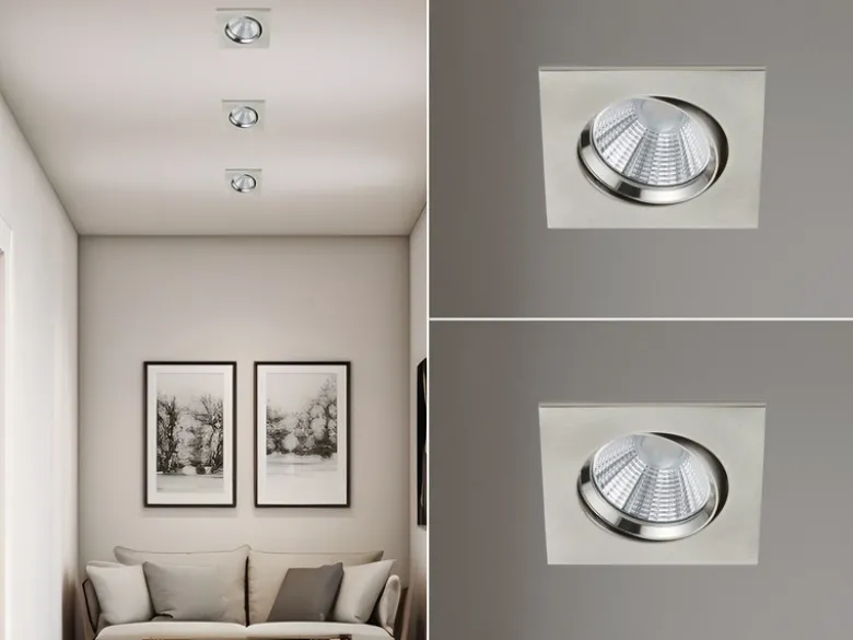 LED Einbaustrahler 2er Set eckig schwenkbar dimmbar Nickel matt 5,5W Deckenlampe
