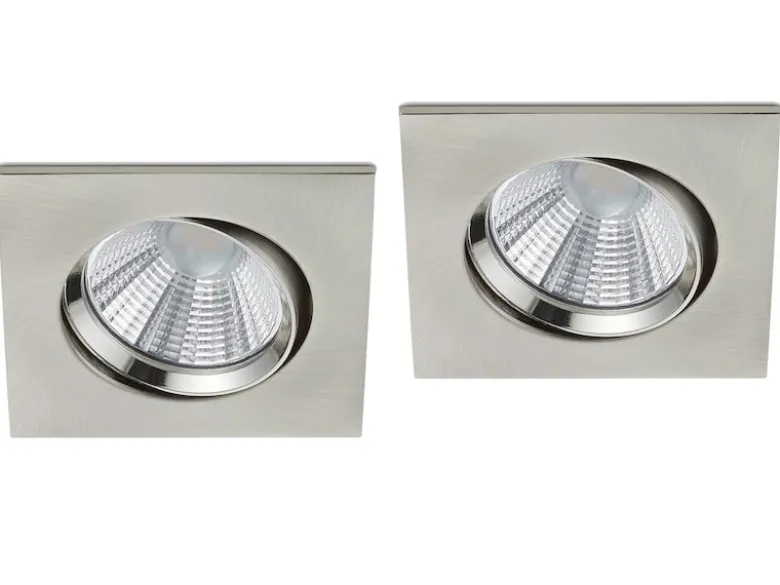LED Einbaustrahler 2er Set eckig schwenkbar dimmbar Nickel matt 5,5W Deckenlampe