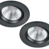 LED Einbaustrahler 2er Set rund schwenkbar dimmbar Schwarz matt 5,5W