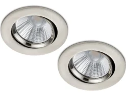 LED Einbaustrahler 2er Set rund schwenkbar dimmbar Nickel matt 5,5W Deckenlampe