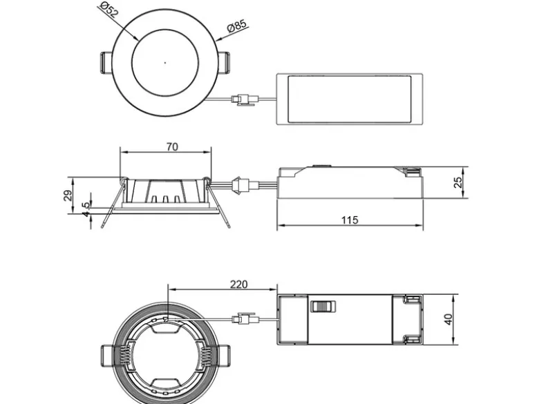 LED Einbaustrahler HIMAL 230V dimmbar mit 2 Lichtfarben für Badezimmer, Ø 8,5cm