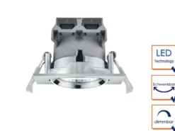 LED Einbaustrahler PAMIR eckig schwenkbar dimmbar Chrom 5,5W