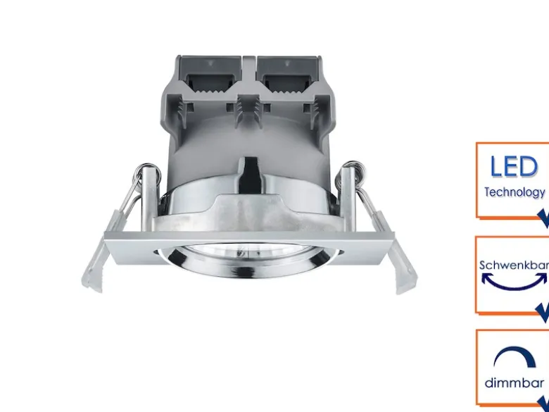 LED Einbaustrahler PAMIR eckig schwenkbar dimmbar Chrom 5,5W