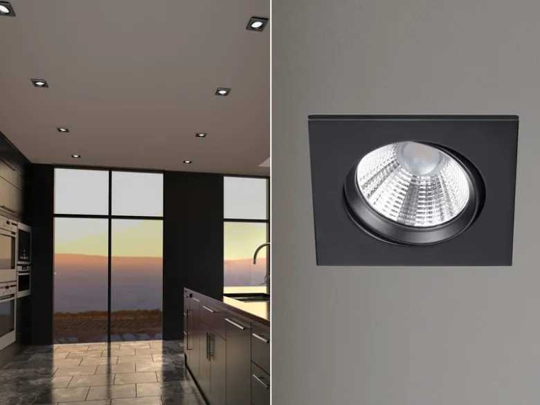 LED Einbaustrahler PAMIR eckig schwenkbar dimmbar Schwarz 5,5W Deckenbeleuchtung