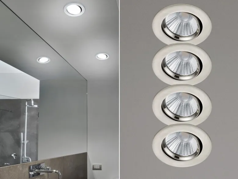 LED Einbaustrahler rund 4er Set Ø 8,5cm schwenkbar dimmbar Nickel matt 5,5W