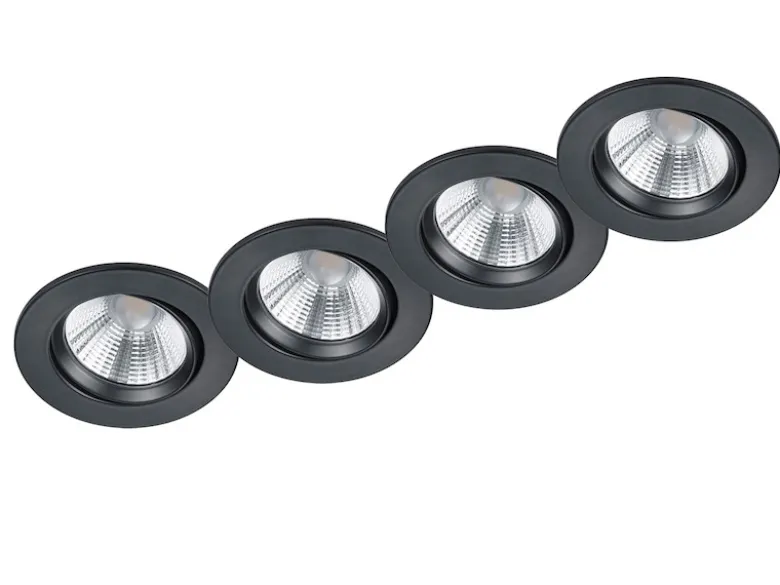LED Einbaustrahler rund 4er Set Ø 8,5cm schwenkbar dimmbar Schwarz matt 5,5W