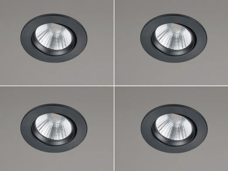 LED Einbaustrahler rund 4er Set Ø 8,5cm schwenkbar dimmbar Schwarz matt 5,5W