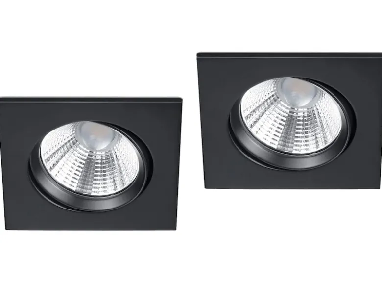 LED Einbaustrahler 2 Stück eckig schwenkbar dimmbar Schwarz 5,5W Deckenlampen