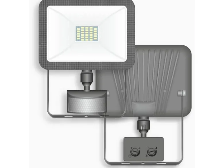 LED Flutlichtstrahler mit Bewegungsmelder Schwarz, 10 Watt, IP54