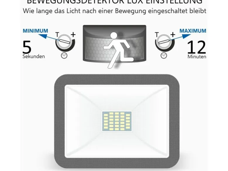 LED Flutlichtstrahler mit Bewegungsmelder Schwarz, 10 Watt, IP54