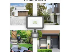LED Flutlichtstrahler mit Bewegungsmelder Schwarz, 10 Watt, IP54