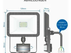 LED Flutlichtstrahler mit Bewegungsmelder Schwarz, 10 Watt, IP54