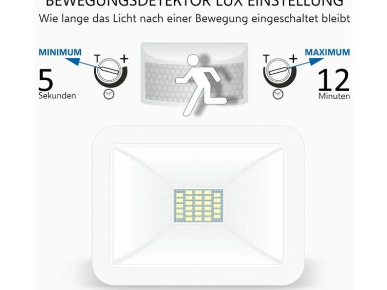 LED Flutlichtstrahler mit Bewegungsmelder Weiß, 10 Watt, IP54