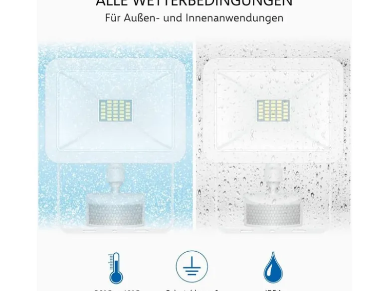 LED Flutlichtstrahler mit Bewegungsmelder Weiß, 10 Watt, IP54