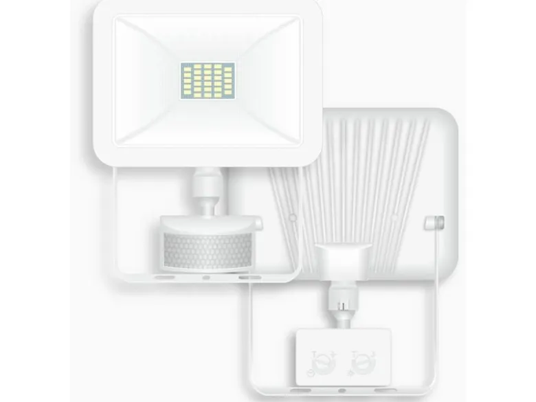 LED Flutlichtstrahler mit Bewegungsmelder Weiß, 10 Watt, IP54