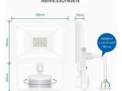LED Flutlichtstrahler mit Bewegungsmelder Weiß, 10 Watt, IP54