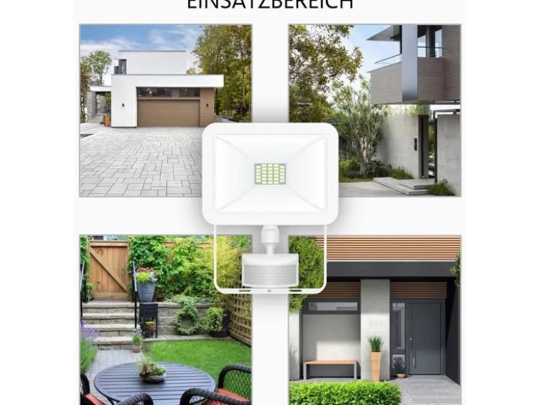 LED Flutlichtstrahler mit Bewegungsmelder Weiß, 10 Watt, IP54