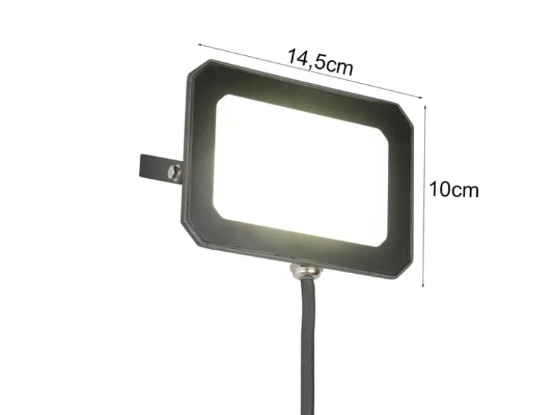 LED Flutlichtstrahler 30W, Aluminium Schwarz, IP65, mit Anschlussbox