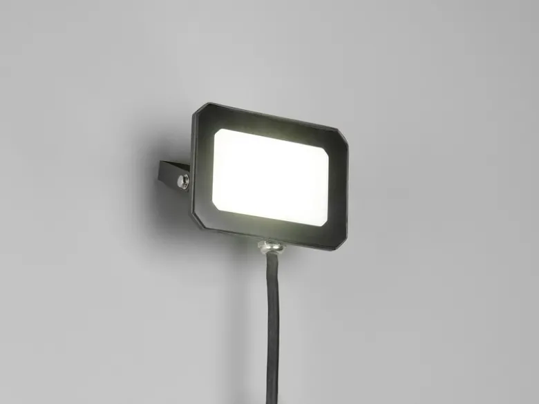 LED Flutlichtstrahler 20W, Aluminium Schwarz, IP65, mit Anschlussbox