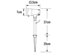 LED Garten Baumstrahler 2er SET mit Erdspieß 12V Trafo & 10mtr. Kabel, 27cm hoch