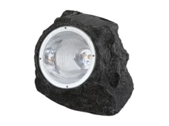 LED Gartendeko Solarleuchte in Steinoptik aus grauem Kunststoff