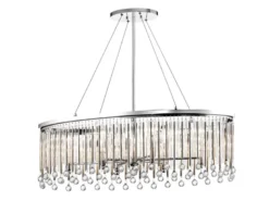LED Großer Kronleuchter 6-flammig mit filigranem Kristall Glas Chrom, 92cm Breit