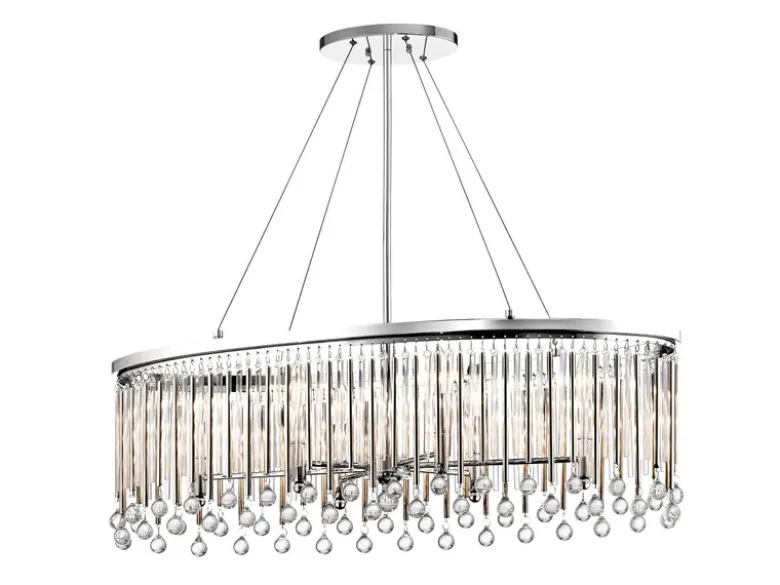 LED Großer Kronleuchter 6-flammig mit filigranem Kristall Glas Chrom, 92cm Breit