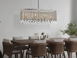 LED Großer Kronleuchter 6-flammig mit filigranem Kristall Glas Chrom, 92cm Breit