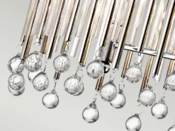 LED Großer Kronleuchter 6-flammig mit filigranem Kristall Glas Chrom, 92cm Breit
