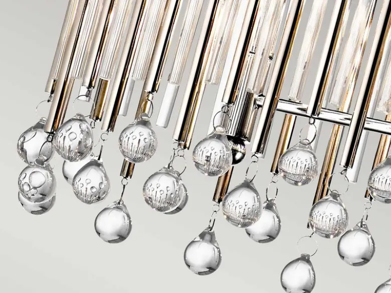 LED Großer Kronleuchter 6-flammig mit filigranem Kristall Glas Chrom, 92cm Breit