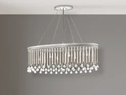 LED Großer Kronleuchter 6-flammig mit filigranem Kristall Glas Chrom, 92cm Breit