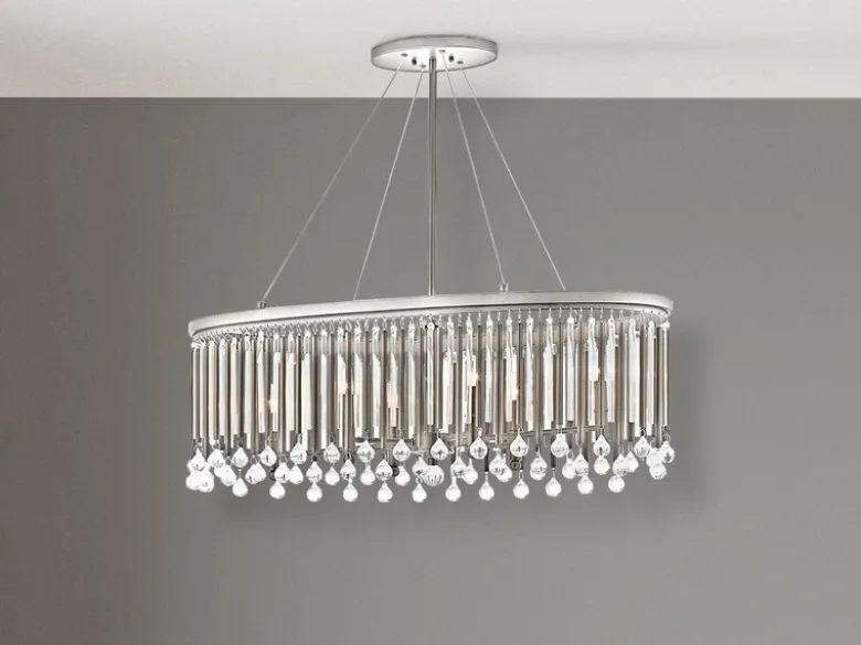 LED Großer Kronleuchter 6-flammig mit filigranem Kristall Glas Chrom, 92cm Breit