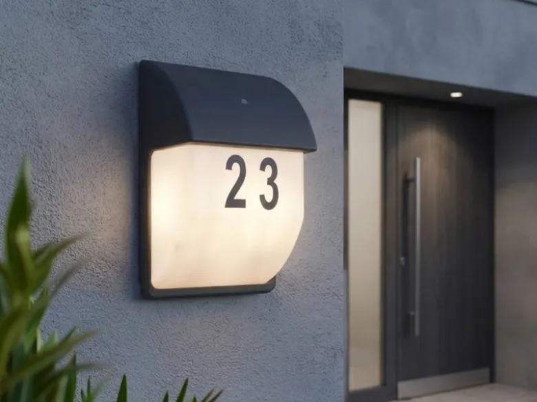 LED Hausnummernleuchte Anthrazit mit Dämmerungssensor, Höhe 27cm