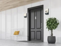 LED Hausnummernleuchte KASAI Anthrazit mit Dämmerungssensor, Höhe 21cm