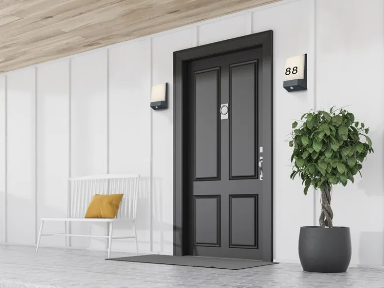 LED Hausnummernleuchte KASAI Anthrazit mit Dämmerungssensor, Höhe 21cm
