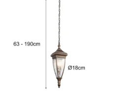 LED Historische Außen Hängeleuchte, Bronze Ø18cm