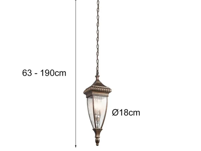 LED Historische Außen Hängeleuchte, Bronze Ø18cm