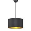 LED Hängelampe dimmbar mit Stoff Lampenschirm Schwarz & Gold, Ø 40cm