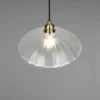 LED Hängelampe einflammig, Altmessing mit Glasschirm klar, Ø 29,5cm