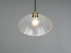LED Hängelampe einflammig, Altmessing mit Glasschirm klar, Ø 29,5cm