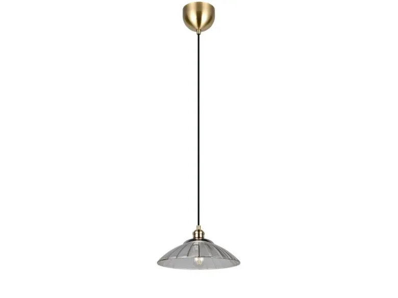 LED Hängelampe einflammig, Altmessing mit Glasschirm klar, Ø 29,5cm