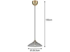 LED Hängelampe einflammig, Altmessing mit Glasschirm klar, Ø 29,5cm