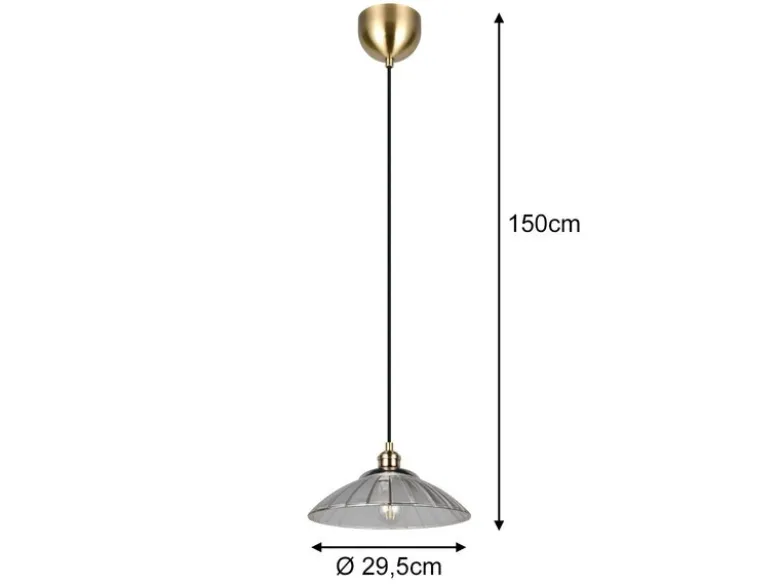 LED Hängelampe einflammig, Altmessing mit Glasschirm klar, Ø 29,5cm