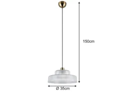 LED Hängelampe einflammig, Glas transparent / Messing matt, Ø 35cm